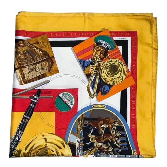 HERMES Silk Scarf  "New Orelans" by Loïc Dubigeon 90cm Carre with Paper Bag - Picture 7 of 16